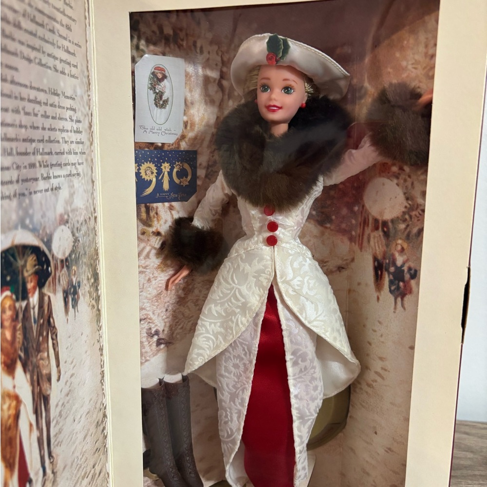 Vintage Holiday Memories Barbie in Elegant Red and Cream Ensemble